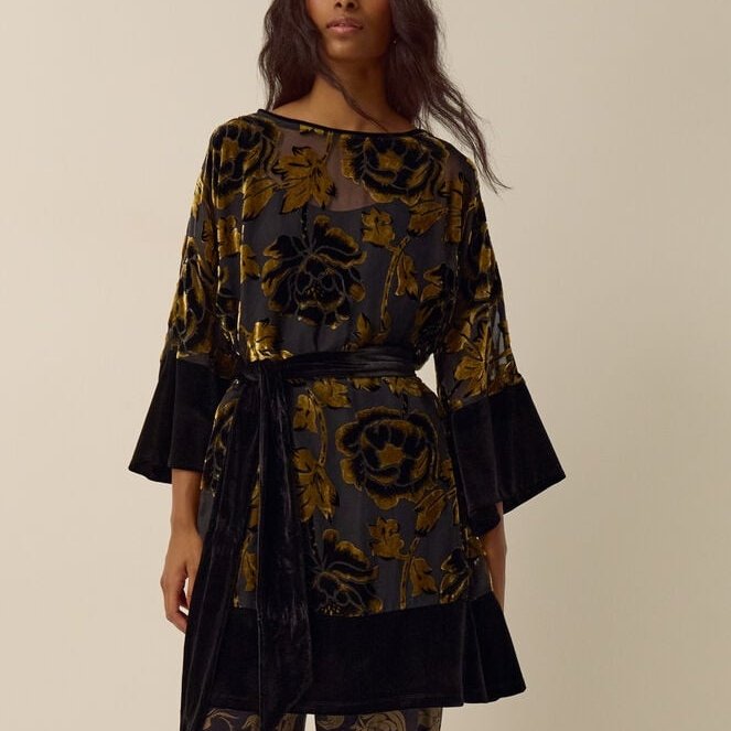 英国代购正品08.28 名品Monsoon女装新款 设计绒面花系腰带连衣裙