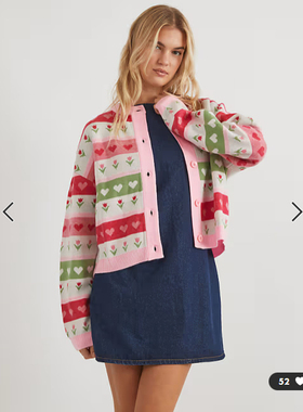 英国代购正品02.25 2026潮流导向 女装新款 爱心花朵针织百搭开衫