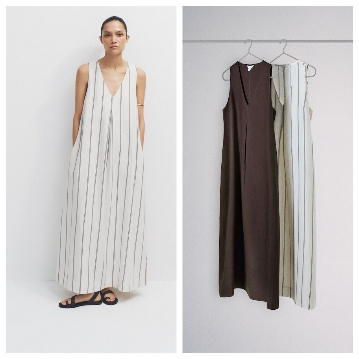 英国代购正品04.25 名品NEXT 女装新款 V领条纹长款连衣裙 2件装