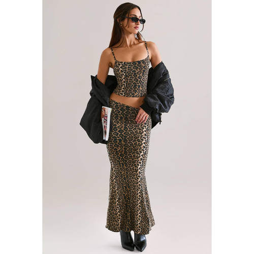 英国代购正品09.10 名品ohpolly 女装新款 时尚豹纹长款半身裙