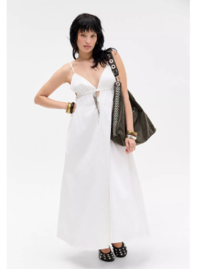 英国代购正品03.20 名品UO 女装新款 吊带白月光长款清纯连衣裙