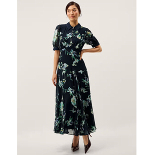 英国代购正品02.02 名品MS 女装新款 时尚印花长款百搭连衣裙