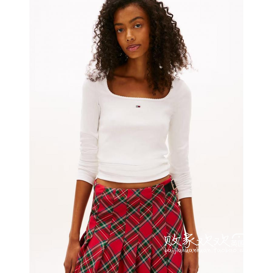 英国代购正品11.21 2025潮流导向 女装新款 标志浅色长袖舒适T恤