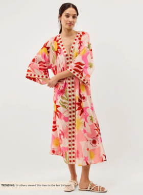 英国代购正品03.13 名品Monsoon 女装新款 印花中长长袍连衣裙