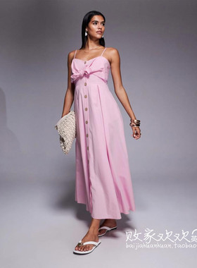 英国代购正品07.02 2025潮流导向 女装新款 吊带单排扣长款连衣裙