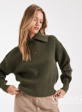 英国代购正品09.20 2025潮流导向 女装新款 翻领针织长袖设计套衫