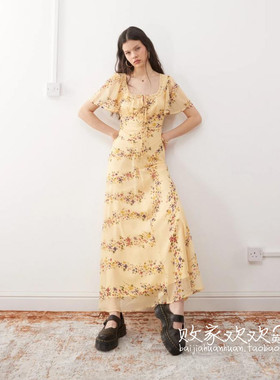 英国代购正品03.06 2025潮流导向 女装新款 甜美碎花长款连衣裙