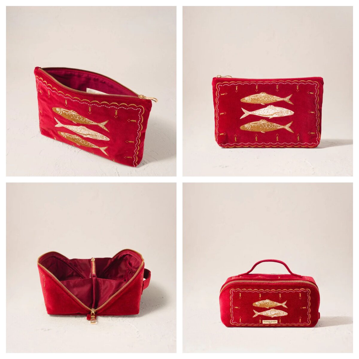 英国代购正品07.16 Riviera Fish Velvet 刺绣沙丁鱼收纳包化妆包