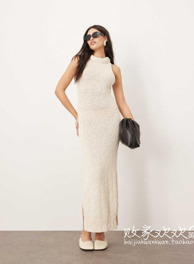 英国代购正品03.04 2025潮流导向 女装新款 浅色无袖长款连衣裙