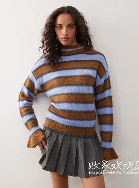 英国代购正品10.04 2025潮流导向 女装新款 横纹针织长袖舒适毛衣