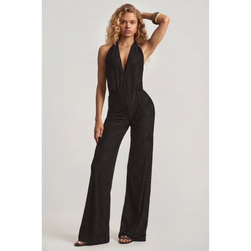 英国代购正品09.10 名品ohpolly 女装新款 挂脖纹理长款连衣裤