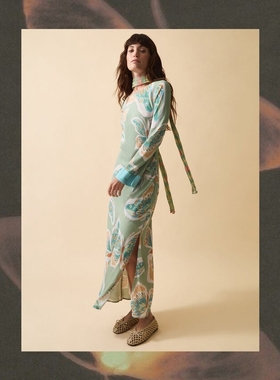 英国代购正品04.17 名品Monsoon 女装新款 蝴蝶印花长款连衣裙
