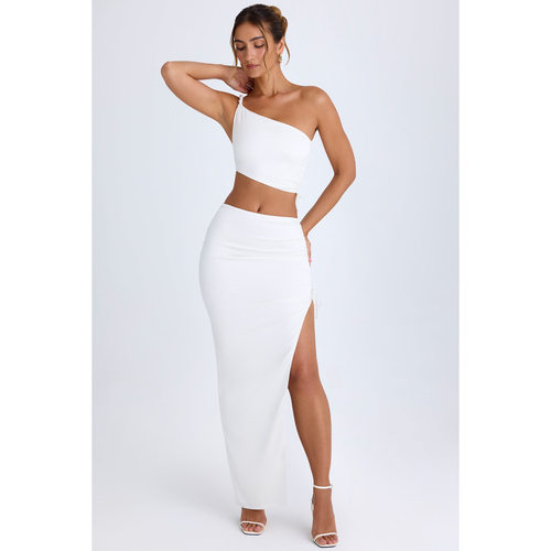 英国代购正品09.10 名品ohpolly 女装新款 浅色开叉长款半身裙