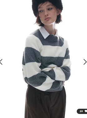 英国代购正品01.15 2026潮流导向 女装新款 横纹针织长袖舒适套衫