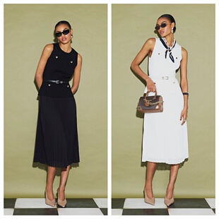 名品ER 03.21 女装 新款 束带褶皱下摆中长连衣裙 英国代购 无袖 正品