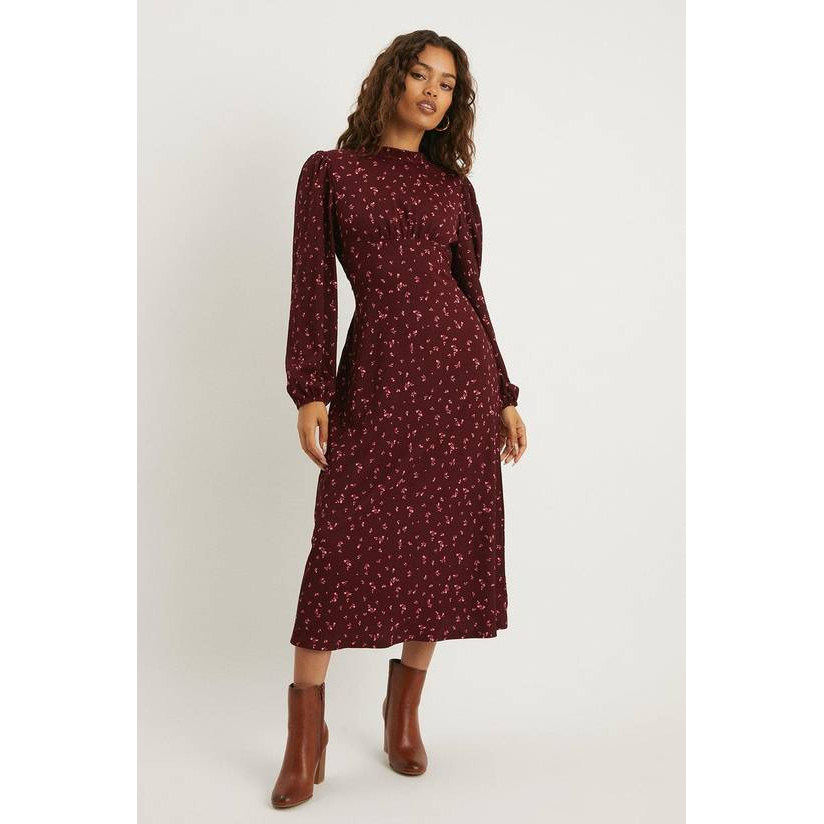 英国代购正品09.20 名品PL 女装新款 时尚碎花长袖百搭连衣裙