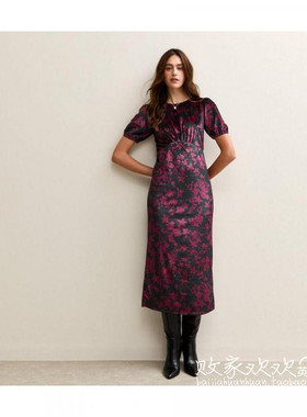 英国代购正品10.09 名品NL 女装新款 时尚印花长款百搭连衣裙