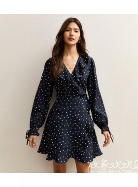 英国代购正品10.09 名品NL 女装新款 时尚波点迷人百搭连衣裙