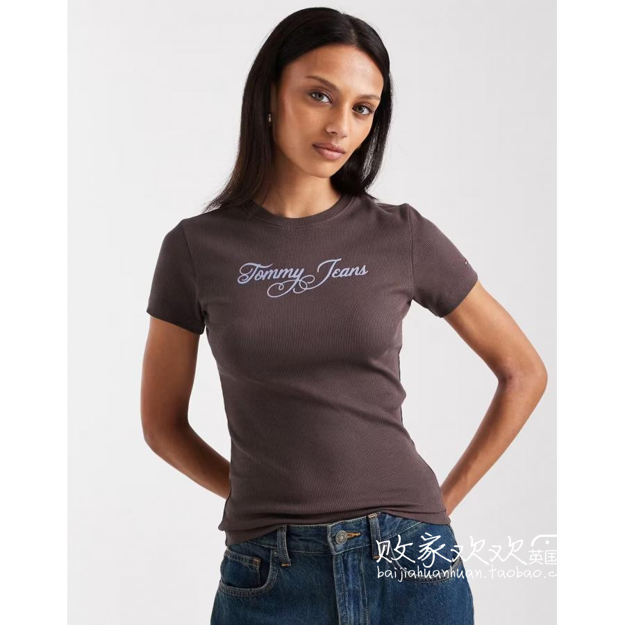 英国代购正品11.21 2025潮流导向 女装新款 休闲深色短袖舒适T恤