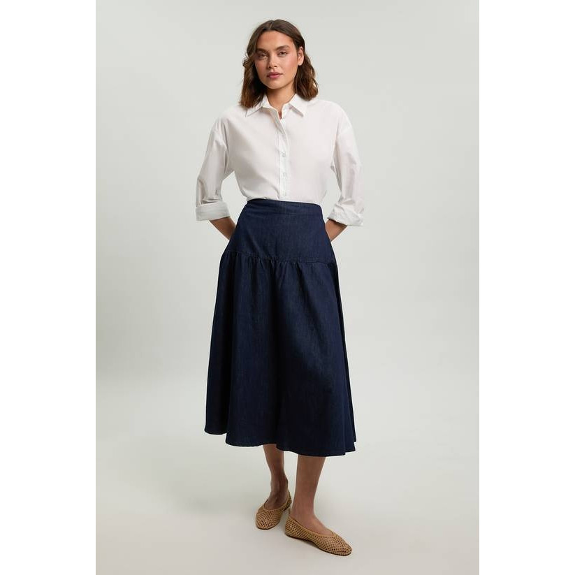 英国代购正品05.15 名品PL 女装新款 时尚拉链牛仔长款半身裙