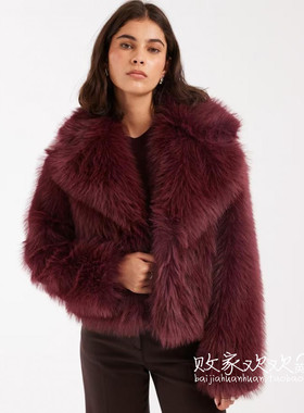 英国代购正品10.07 2025潮流导向 女装新款 大翻领皮草风设计外套