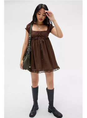 英国代购正品01.14 名品UO 女装新款 设计木耳边裙摆迷人连衣裙