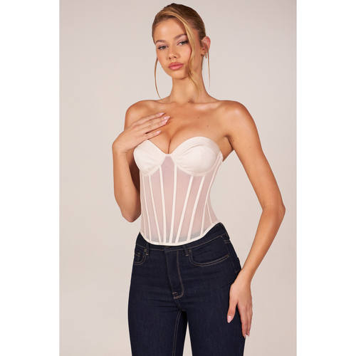 英国代购正品09.10 名品ohpolly 女装新款 法式抹胸束腰鱼骨上衣