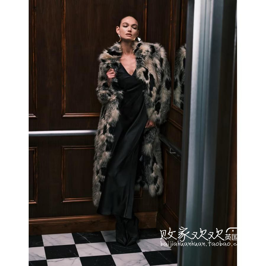 英国代购正品11.02 2025潮流导向 女装新款 设计皮草风长款大衣