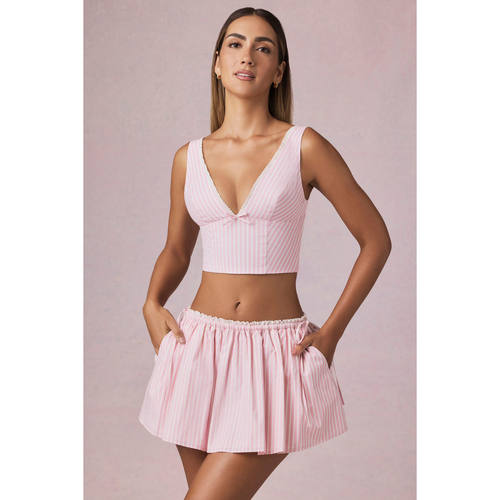 英国代购正品09.10 名品ohpolly 女装新款 时尚条纹迷人半身裙