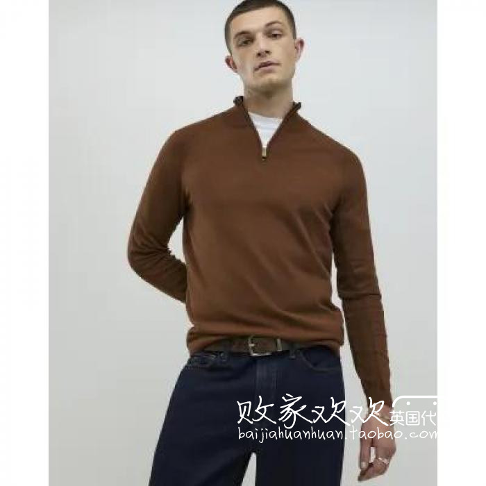 英国代购正品12.10 名品ER 男装新款 休闲半拉链针织长袖毛衣