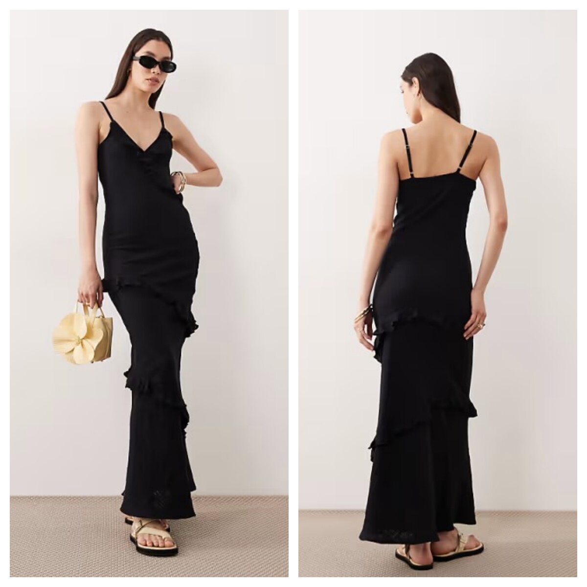 英国代购正品03.26 2026潮流导向 女装新款 吊带木耳边长款连衣裙