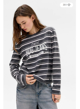 英国代购正品01.14 名品UO 女装新款 休闲横纹长袖舒适百搭T恤