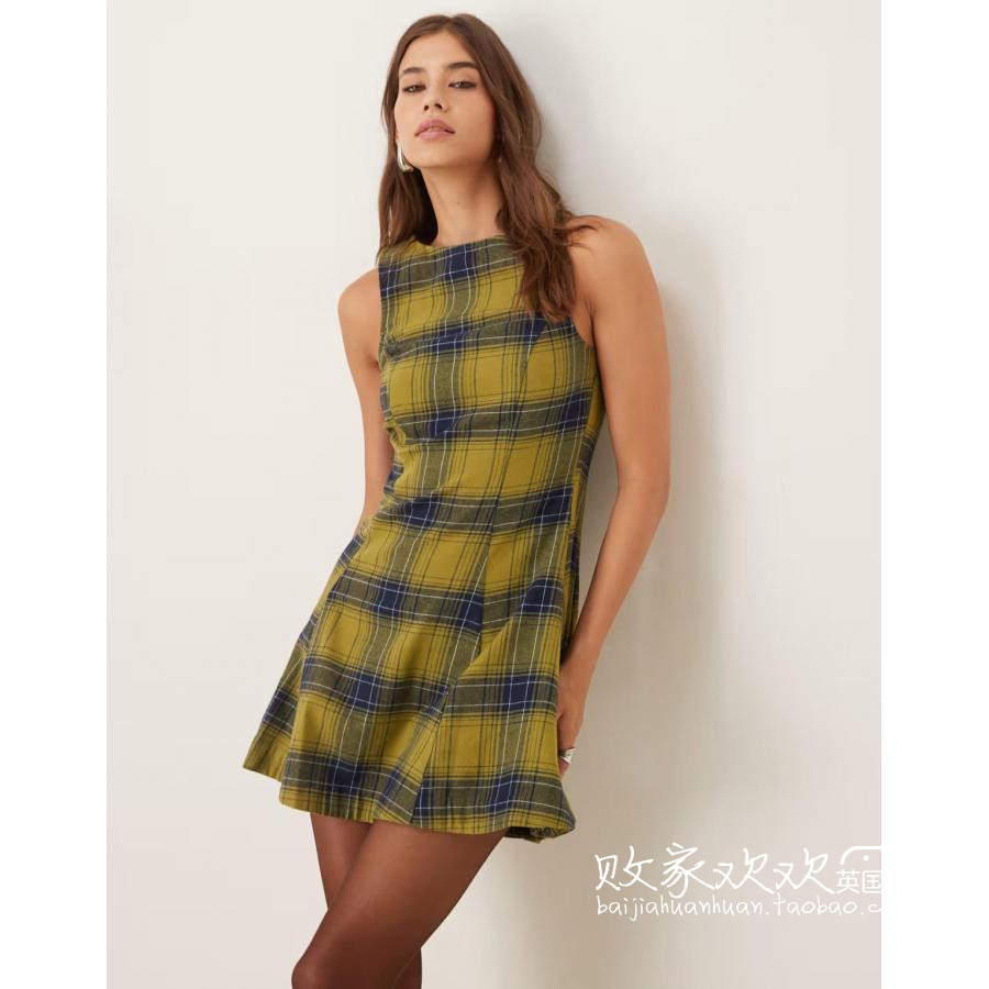 英国代购正品11.28 2025潮流导向 女装新款 格子无袖迷人连衣裙