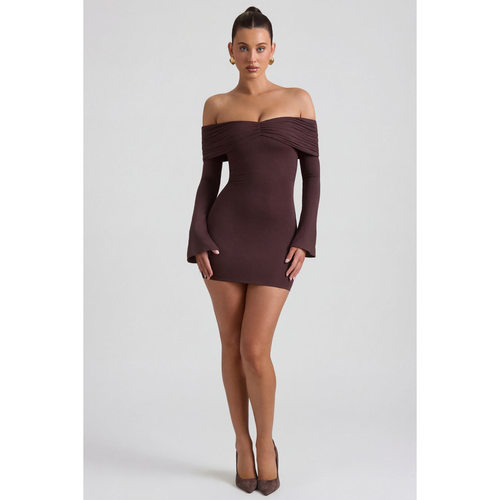 英国代购正品09.09 名品ohpolly 女装新款 一字肩迷笛设计连衣裙