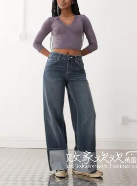 英国代购正品07.08 2025潮流导向 女装新款 休闲阔腿长款牛仔裤