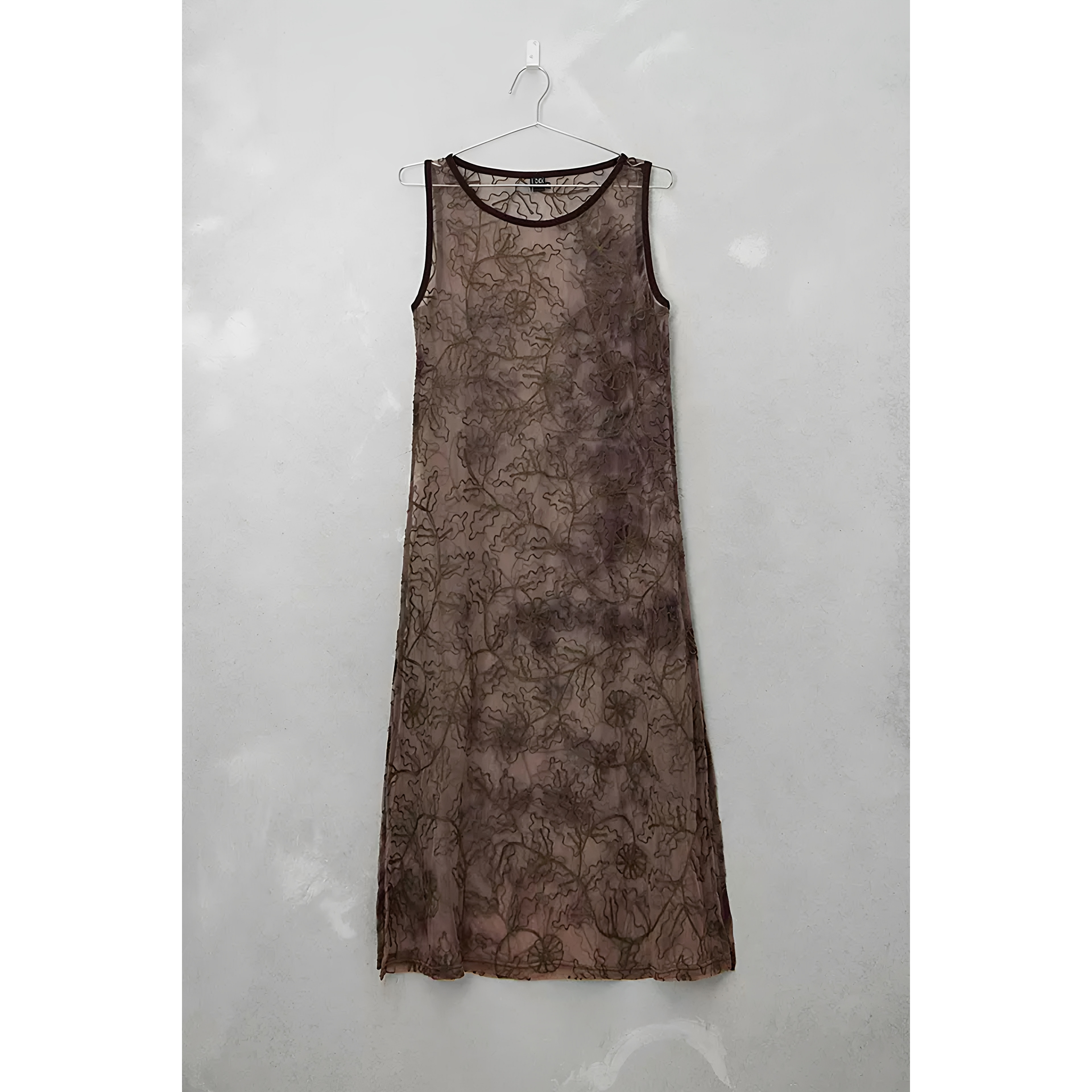 英国代购正品03.28 名品UO 女装新款 设计提花刺绣透视长裙连衣裙