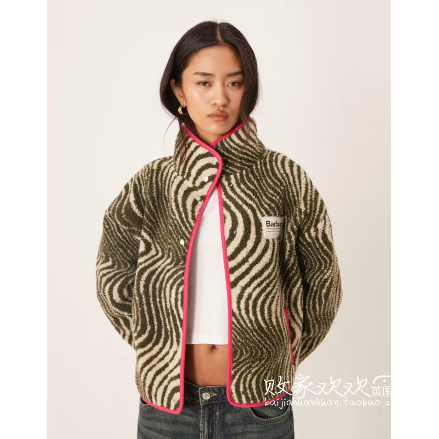 英国代购正品11.11 2025潮流导向 女装新款 时尚斑马纹保暖外套