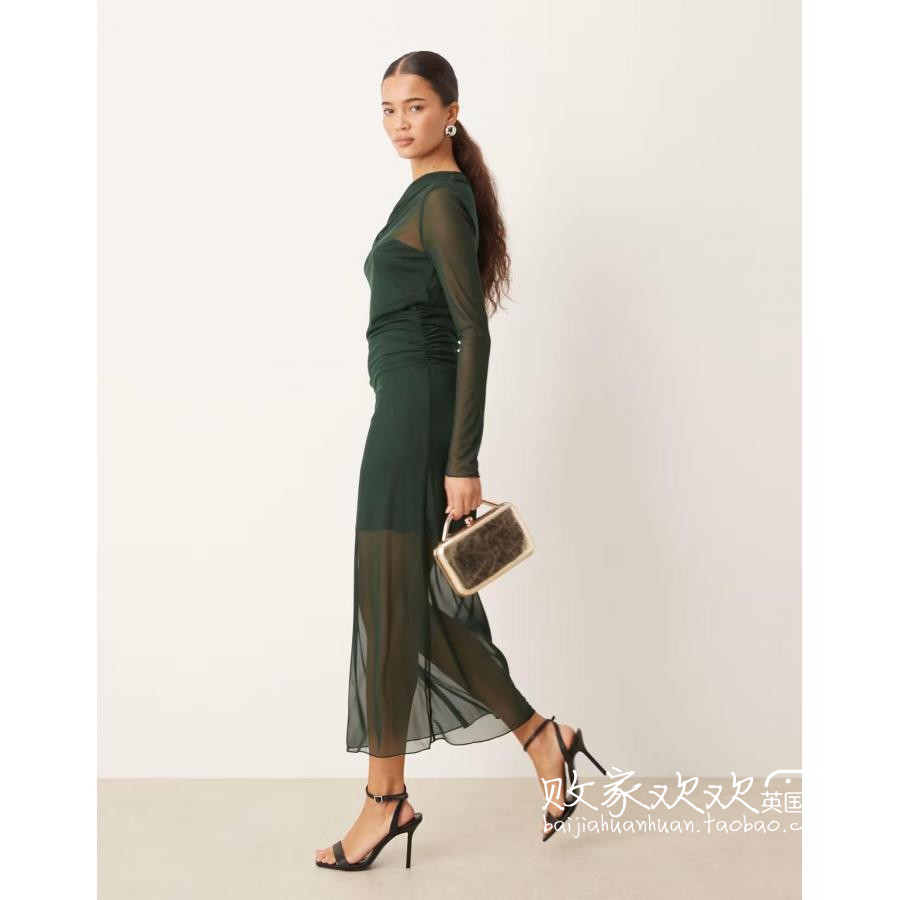 英国代购正品11.22 2025潮流导向 女装新款 设计半透视长款连衣裙