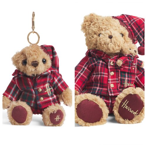 英国代购正品08.18 Harrods Tartan PJ Bear印花格睡衣熊毛绒玩偶