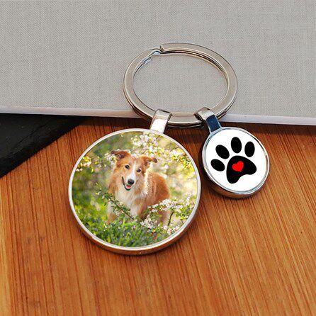 英国代购正品04.28 Personalised Pawprint宠物可定制照片钥匙圈