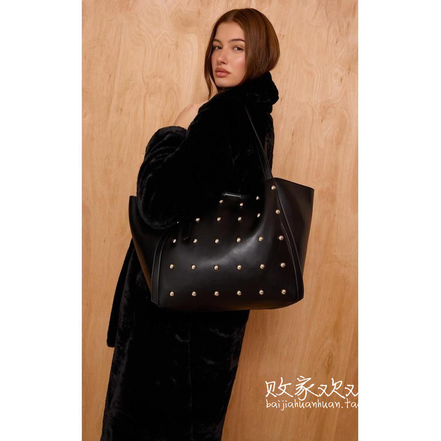 英国代购正品11.19 名品PL 女包新款 时尚铆钉大容量百搭托特包