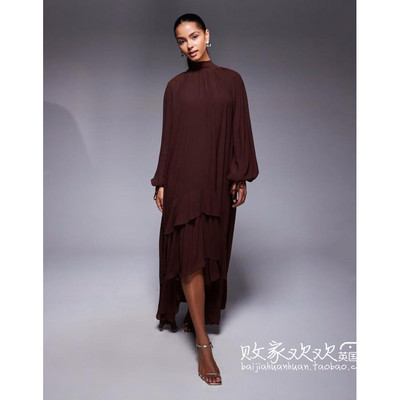 英国代购正品10.03 2025潮流导向 女装新款 深色长款百搭连衣裙