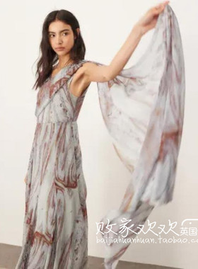 英国代购正品07.08 2025潮流导向 女装新款 设计飘带长款连衣裙