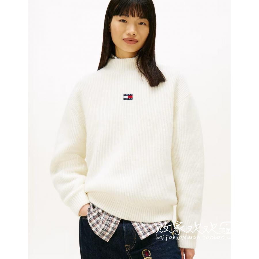 英国代购正品11.22 2025潮流导向 女装新款 标志浅色长袖舒适毛衣