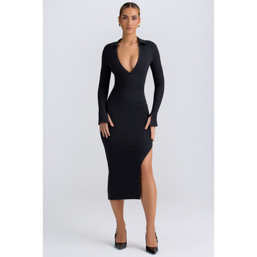 英国代购正品09.09 名品ohpolly 女装新款 翻领中长款修身连衣裙