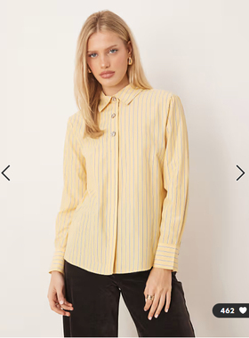 英国代购正品01.24 2026潮流导向 女装新款 翻领条纹长袖舒适衬衫