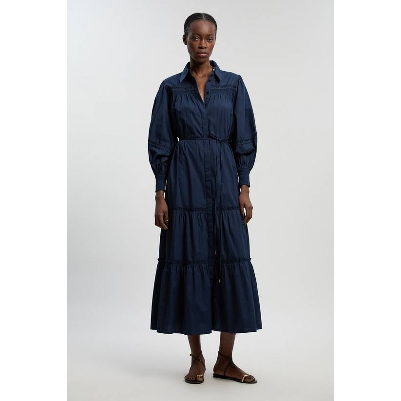 英国代购正品05.12 名品KM 女装新款 时尚翻领长袖长款连衣裙