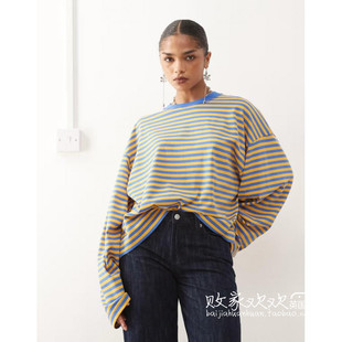 2025潮流导向 12.11 女装 新款 舒适T恤 英国代购 休闲横纹长袖 正品