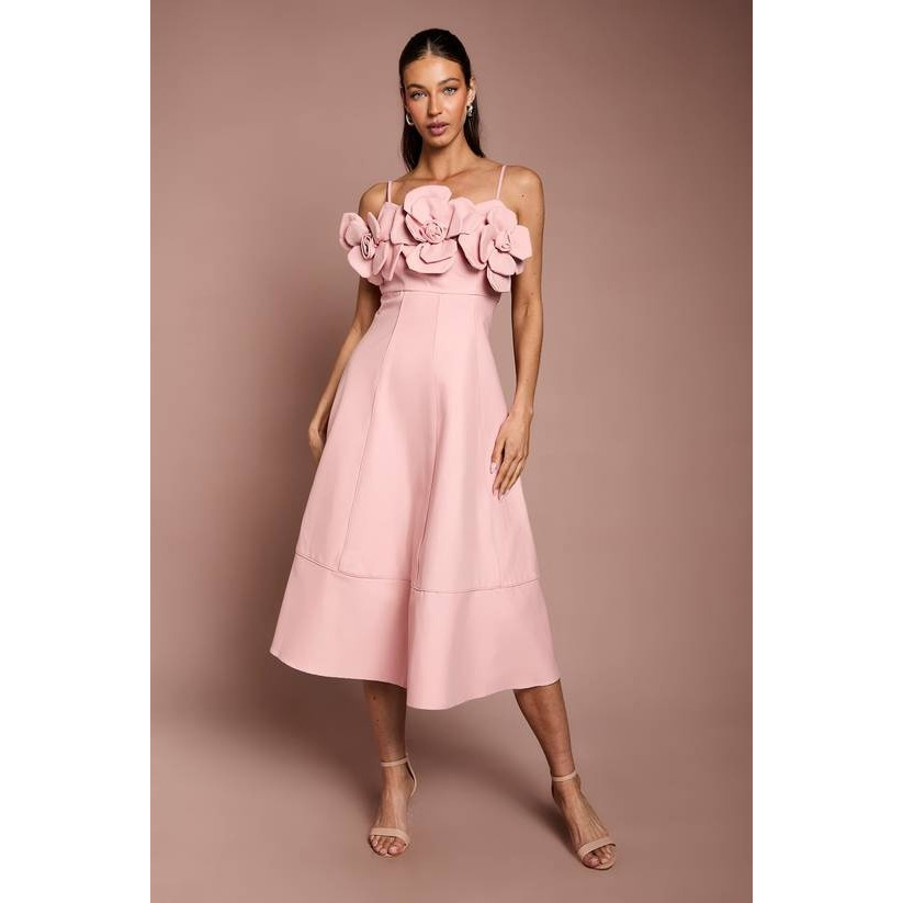 英国代购正品06.27 名品PL 女装新款 吊带花朵礼服长款连衣裙