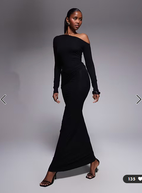 英国代购正品01.24 2026潮流导向 女装新款 设计露背深色连衣长裙